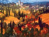 Castle Canvas Paintings - Tuscan Castle